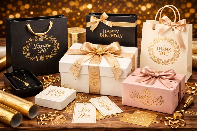 Gift packaging printed by hot foil stamping machine