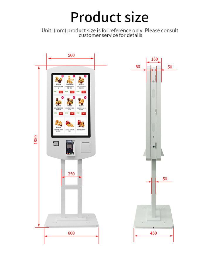 MASUNG MS-S6 32 Inch Self Service Order Payment Touch Screen Kiosk Self Ordering Payment Kiosk For Chain Store Restaurant