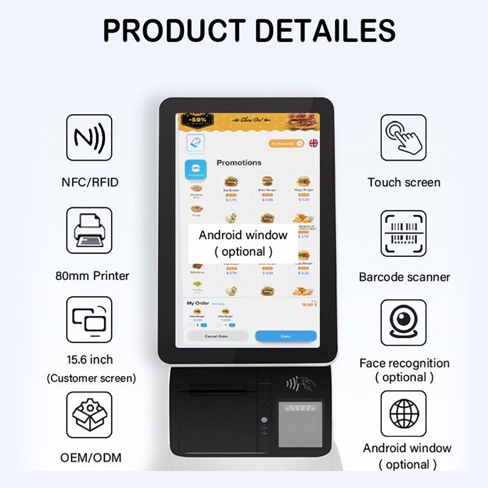 MASUNG MS-S3 Kiosk Touch Screen Self Ordering Kiosk Wall-mounted Desktop Floor Mount Pos Machine Self Service Payment