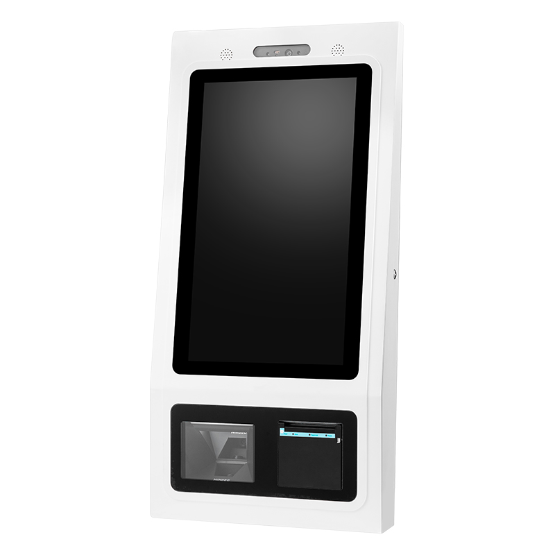 Self-service touch screen ordering fast food payment kiosk with thermal printer and QR code scanner 