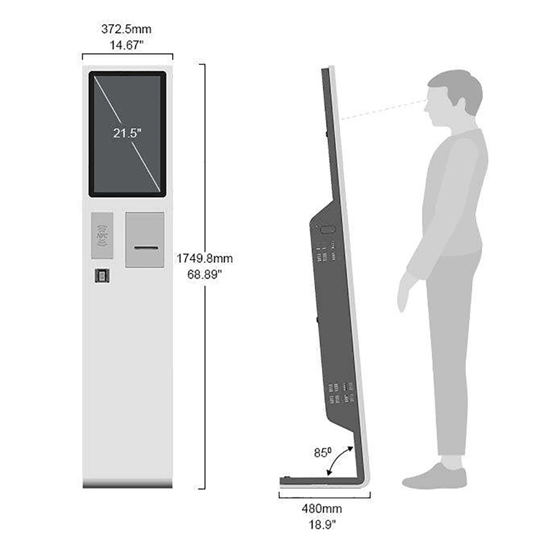 MASUNG MS-S10 OEM 21.5 Inch Touch Screen Self Service Ticket Vending Pc Self-ordering Payment Pos Printer Kiosk