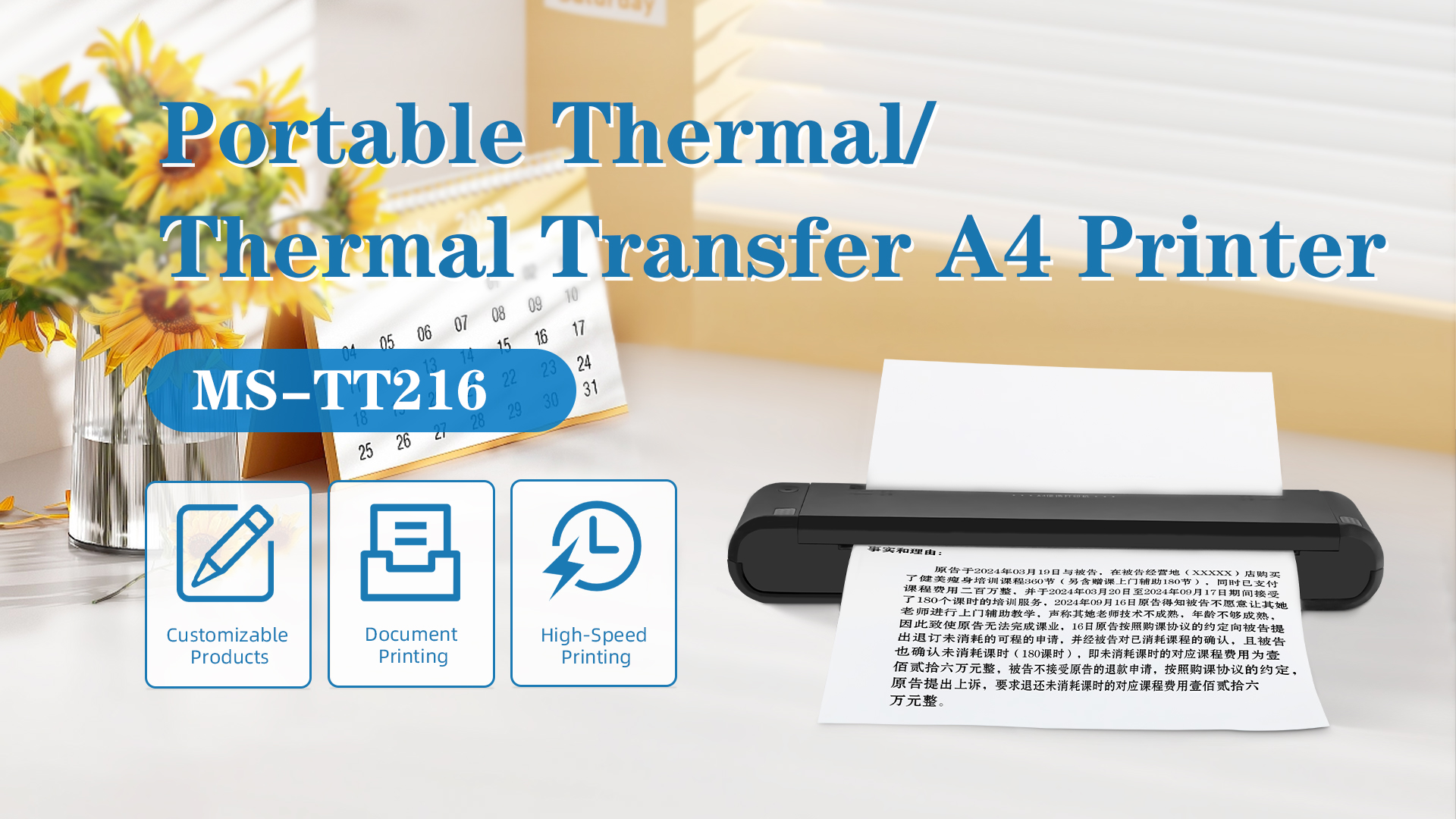 MASUNG MS-TT216 Portable Thermal Transfer Printer A Versatile Solution for Modern Printing Needs