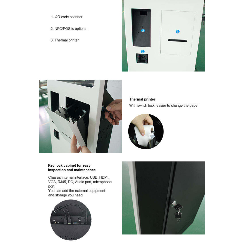 MASUNG MS-S10 OEM 21.5 Inch Touch Screen Self Service Ticket Vending Pc Self-ordering Payment Pos Printer Kiosk