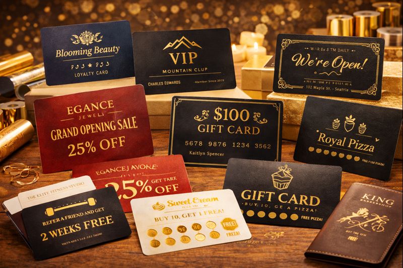 Gift card printed by hot foiling printing machine